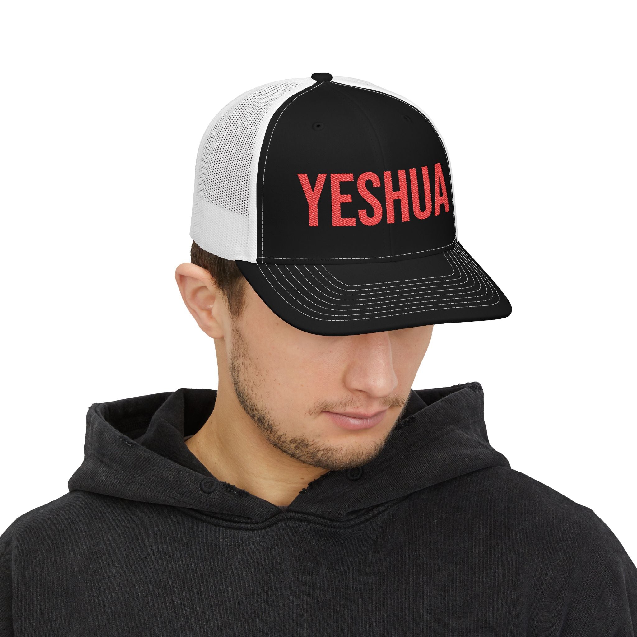 Yeshua Embroidered Trucker Cap — Bold Faith Snapback